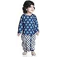 BownBee Ethnic Wear Infant Front Open Cotton Dhoti kurta Set for Baby Boys with Long Sleeves and Round Neck_Hathi Printed