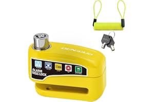 WinGluge Bloccadisco Moto, Lucchetto Moto Antifurto Universale, Blocca Disco Moto Protezione con Allarme Sonoro 110db, Serratura Anti Trapano con Cavo Promemoria, per Moto, Bici, Motocross e Scooter