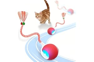 Supore Balle Interactive Chat, Jouets pour Chats Interieur éLectrique avec Queue, Speedy Tail 2.0 Balle Chat Qui Bouge Toute Seule Intelligente, Rouge