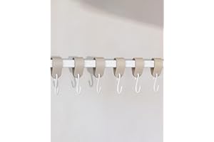 Metallbude Kleiderhaken S-HAKEN - 6er Set in Beige/Weiß - Modernes Design - Garderobenhaken aus Hochwertiger Lederschlaufe & Stahl - 10 cm