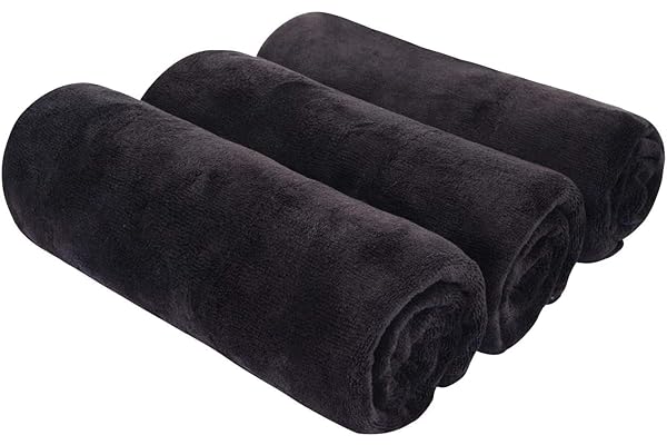 BW&HM Serviette Sport Musculation Microfibre Serviette de Sport Homme Gym Fitness Sechage Rapide Absorbant Femme 40 x80 cm Lot de 3 Noir