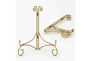 UoYeet Plate Stand for Display, Gold Iron Collapsible Plate Holder for Picture Farme, Photo and Decorative Plates, 6-inch, 2-Pack