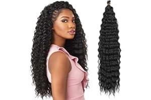 ‎DSOAR Deep Twist Crochet Hair Wasserwelle Twist Haarbündel Synthetische lockige Flechtfrisur Haarverlängerung Ombre Kinky Curl Flechthaarteil, 22 Zoll 6 Packungen