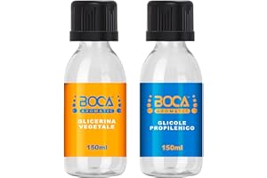 Kit Base VG/PG 300ml - 150ml Glicerina Vegetale + 150ml Glicole Propilenico | 50-50 | 100% Made in Italy - Purezza Farmaceutica Certificata - BOCA AROMATIC ITALIA