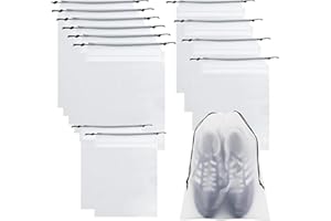 DUDU CREAM Transparente Schuhsäcke, 12 Stück Große Wasserfeste Schuhbeutel,Staubdicht Schuhsack mit Zugband, Reise Aufbewahrungsbeutel für Männer und Frauen den täglichen und Reisegebrauch (3 Größen)