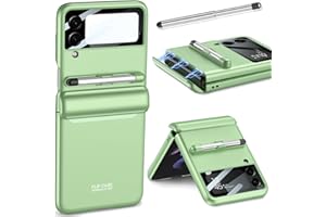 Miimall Compatible con Samsung Galaxy Z Flip 4 Funda con S-Pen [Magnético Bisagra Protección] [Ranura de Pluma] [Película de Lente] Anticaída Ultra Delgado Carcasa para Samsung Galaxy Z Flip 4,Matcha