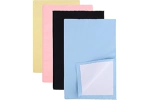 Fukaisu 4pz Panni per Lucidatura Argento, 16x25 cm Grande Panno Morbido la Pulizia dei Gioielli Panno Riutilizzabile Lucidatura Gioielli per Oro Argento Platino (4 Colori)