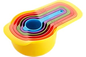 DCJWQ Set of 6 Cup Measurements for Baking, Cup Measurements Set, Colorful Measuring Spoons Set, Re-Usable Cups Measures, Multicolor Space Saving Stackable