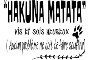BNKRTOPSU Sticker mural PVC amovible sticker mural décoratif français sticker mural "HAKUNA MATATA VIS ET" sticker mural français avec la célèbre phrase lettre autocollant 60x42cm