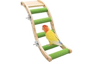 DNOIFNE Bird Ladder Bridge – Wooden Pet Parrot Hamster Climbing Ladder Toys, Pet Bird Cage Accessories, Wood Climbing Ladder Perch for Birds, Parrots, Hamsters, Squirrels, Sugar Gliders, Parakeets, Cockatiels