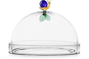 Ichendorf Milano Cupola con Piatto Chiocciola e Foglia | Collezione Animal Farm | D 20 cm | Vetro Borosilicato | Fatto a Mano