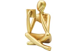 Dnoifne Estatuilla de Mujer Leyendo en Oro, Escultura del Pensador, Decoración Abstracta Moderna, Figura Estética para Estantes, Mesas de Oficina, Salón o Dormitorio