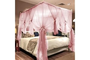 Joyreap Betthimmel-Vorhang mit 4 Ecken, für Mädchen und Erwachsene, königliches, luxuriöses, gemütliches Fallnetz, Dekorationszubehör (218.4 cm Bx198.1 cm L, Kingsize)