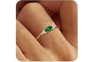 ZNBOH Bague Femme Or Pierre de Naissance Bagues Plaqués Or 18 Carats Pouce Bague con Citrine Grenat Améthyste Péridot Émeraude Alliance Bague Fiançailles Promesse Mariage Cadeau Anniversaire Bijoux