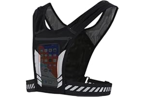 RICHOLYN Gilet De Course Réfléchissant, Veste De Running Porte Téléphone, Sac De Support De Téléphone, Gilet De Course À Pied Léger avec Poche pour Smartphone, Porte Téléphone pour Course À Pied