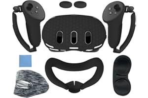 DIFCUL Meta Quest 3 Accessories 7Pcs Set,Quest 3 VR Silicone face Cover,Quest 3 Touch Controller Grip Cover,VR Shell Cover,Protective Lens Cover, Disposable Eye Cover