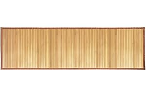 iDesign tapis de bain, grand tapis cuisine, couloirs, salle de bain ou toilettes en bambou, tapis de cuisine ou de salle de bain étanche, brun clair