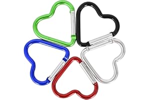 DECORDWELL Mousqueton Porte Clé 5 Pièces Mousqueton Clip Petit Mousqueton Porte Clé Couleur Porte-Clés en Forme De Coeur Mousqueton Boucle Multifonctionnel De Plein Air des Sports Carabiner Clip