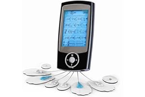 Électrostimulateur TENS Anti-Douleur et électrostimulation Musculaire EMS - rééducation, soulagement des douleurs, Massages, Soins de kinésithérapie - 16 programmes de Massage + 8 électrodes