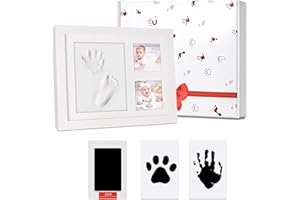 Corpower Baby Handabdruck und Fußabdruck Set, Fußabdruck Baby - Gipsabdruck Baby Hand und Fuß, Baby Abdruckset Mit Massivholzrahmen, Perfekt kreative Geschenke