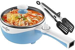 ‎AUDECOOK Audecook Electric Hot Pot, 1.7 L/20 cm Portable Electric Frying Pan, Hotpot Pot, Non-Stick Mini Electric Pan, Multi Cooker for Dorm, Ramen, Steak (D (Blue/1.7 L without Steamer))