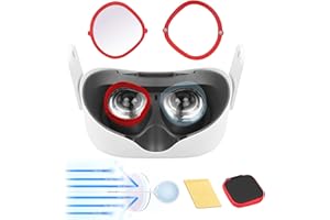Vakdon [-3 Dioptrie] Anti-Bleu Lentille de Myopie + Cadre de Anti-Rayures pour Meta Quest 2, Protégeant Oculus Quest 2 des Rayures, Cadre Magnétique avec Adsorption (pour l'oeil Gauche)(Rouge)