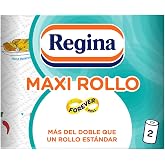 Regina Maxi Roll Kitchen Paper, 2 Rolls of 2 Layers Decorated | 100 Maxi Sheets Equivalent to 6 Standard Rolls, Extra Absorbe