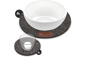 ‎SÖLMO sølmo I Design Untersetzer Filz Groß & Klein Rund - 8er Set für Vasen, Gläser, Blumen, 20cm & 10cm I Filzuntersetzer Rund I Glasuntersetzer Tischuntersetzer I Topfuntersetzer, Grau (Dark Stone)
