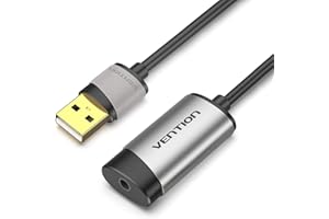VENTION Carte Son Stéréo Externe USB, Adaptateur Audio TRS USB vers Prise Casque et Microphone 3,5 mm pour Windows Mac Linux PC Ordinateurs de Bureau PS5-15 cm