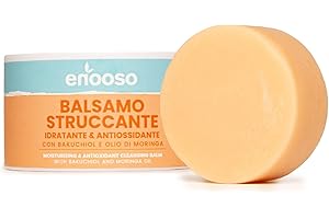Enooso - Burro Struccante Viso e Occhi Waterproof, Sollievo Immediato e Antiossidante, Balsamo Struccante Solido Idratante con Bakuchiol, Vitamina E, Olio di Moringa e Cocco, Pelli Sensibili, 50g