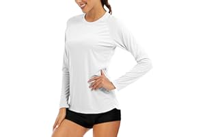 MAGCOMSEN Damska koszulka z długim rękawem, ochrona przed promieniowaniem UV, szybkoschnąca, koszulka outdoorowa UPF 50+, lekka letnia koszulka funkcyjna na wędrówki, bieganie