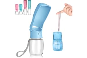 Canareen Portable Dog Water Bottle, Leak Proof Travel Water Bottle for Dogs & Cats, Foldable Dog Drinking Bottles for Walking, Hiking, Outdoor Activities (350ml, Blue)