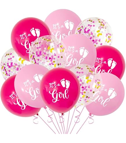 „Oh Baby!“ Konfetti-Luftballon-Set Für Babyshower-Deko – Rosa, Gold, Transparent – Inkl. Helium-Tauglichkeit
