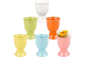 AKONE Lot de 6 coquetiers en porcelaine - En céramique - Pour le petit-déjeuner - Pour œufs durs et mous - Pour cuisine, maison, restaurant (couleur)