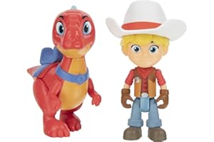 Dino Ranch Pack de 2 Figurines Jon et Blitz - Un Rancher de Dinosaures de 8 cm et Son ami Dinosaure de 10 cm