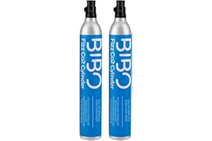 BIBO WATER BIBO Screw-in Gas Cylinder x 2, 60 Litre CO2 Refill Gas Canisters for Sparkling Water Maker/Home Soda Carbonator Machine, Sodastream & Aarke Compatible