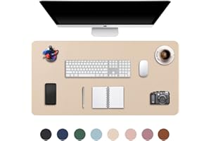 DOBAOJIA Powiększona podkładka, mata pod mysz, rozm. XXL, na biurko, pod laptopa, klawiaturę, mata do pisania, skóra poliuretanowa, wodoodporna, zamsz, antypoślizgowa, 90 x 43 cm (beżowa)