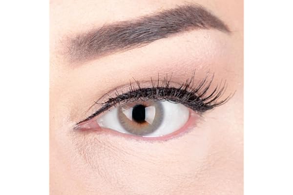 Glamlens lentilles de couleur grises naturelles colorées très haute opacité Grace Gray + étuis à lentilles de contact I 1 paire (2 pièces) I 90 Jours I sans correction I 0,00 Dioptries