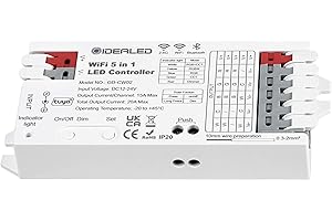 GIDEALED 5 in 1 Smart WiFi LED Controller RGBWW,Wireless Controller for RGBCCT RGBW RGB CCT and 5 Single Colour LED Strip Lights App/Voice Controlled Work with Alexa/Google Assistant (Only a WiFi Controller)
