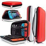 Orzly Carry Case Compatible With Nintendo Switch - RED & WHITE Protective Hard Portable Travel Carry Case Shell Pouch for Nin
