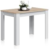 Habitdesign Fixed Side Table, Dining or Kitchen Table, Up to 4 Diners, Artik White and Canadian Oak, 108.7 x 67.5 x 78 cm &ndash; C