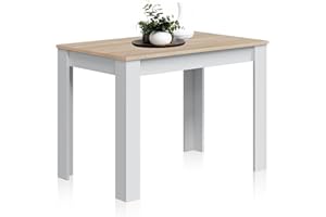 Habitdesign – Mesa Auxiliar Fija, Mesa para Comedor o Cocina, hasta 4 Comensales, Color Blanco Artik y Roble Canadian, 108,5x67x78 cm - Modelo Cloe