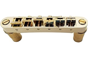 Guyker Guitar Saddle Bridge - Tune-O-Matic Bridges with Post Hole 6.3mm Replacement Compatible with Gibson Les Paul LP SG EPI 6 String Electric Guitar BM003 (Golden)