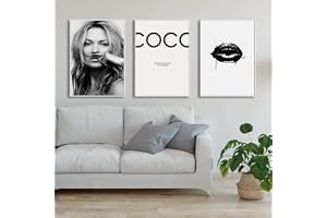Abstrakt modern mode flicka väggkonst canvas målning svart vit Coco läpp salong affisch tryck bild kanvas väggkonst för varda