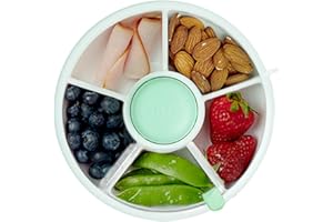 GoBe Kids Snack Spinner Bundle with Hand Strap and Sticker Sheet - Reusable Snack Container with 5 Compartment Dispenser and Lid | BPA and PVC Free | Dishwasher Safe | No Spill, Leakproof
