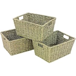 Woodluv E01-114 - Cesto para colgar, pack de 3