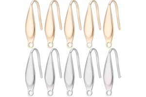 SUNNYCLUE 1 Scatola 80 Pezzi Ganci per Orecchini Gancio Fili per Orecchie In Acciaio Inossidabile Metallo Placcato Oro 18K