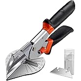 Multi-Angle Miter Shears, 45-135 Degree Trim Cutter, Hand Tool for Wood and PVC, with 2 Spare Blades