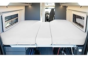 ‎LIVING AIR LIVING AIR Wohnmobil Spannbetttuch Set 3 teilig - Wohnmobil Zubehör - geeignet für alle Fiat Ducato, Citroen Jumper, Peugeot Boxer (Wohnmobile/Caravan/Wohnwagen) - Wohnmobil Spannbettlaken Set (WHITE)