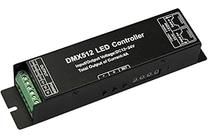 JOYLIT DMX512 LED Decoder 4CH 4A 192W with Digital Display, DC 12/24V DMX Controller for 5050,3528 RGBW LED Strip, LED Module, Stage Lighting